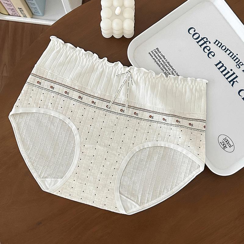 Women's Summer Jacquard Cotton Fake Two Design Feel Fungus Edge 10A Antibacterial Crotch Waist Triangle Briefs