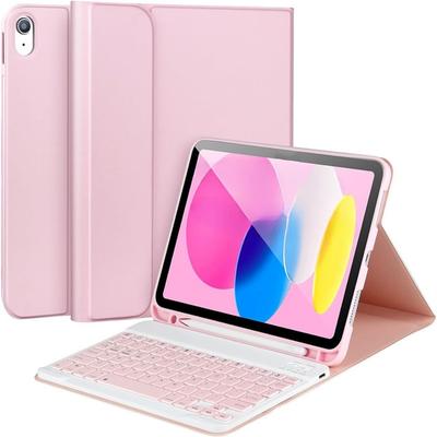Funda de Cuero para Tableta iPad de 10ª Generación de 10.9 Pulgadas con Teclado Magnético y Ranura para Lápiz Cubierta Desmontable