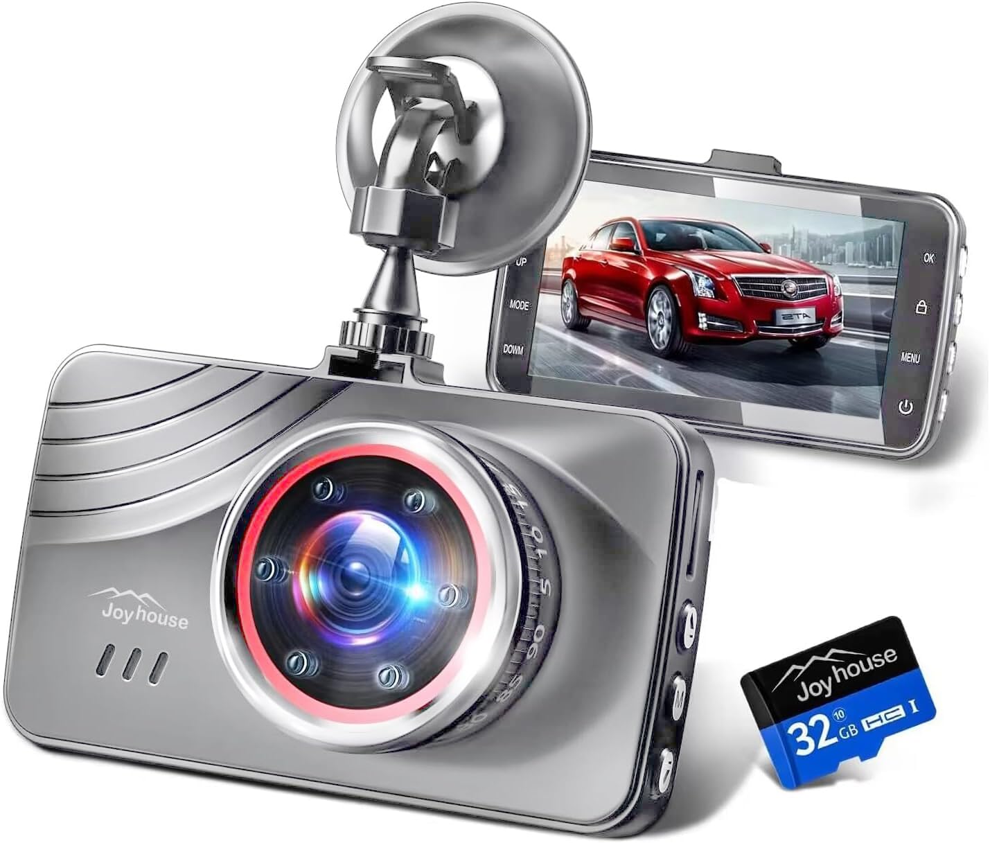 

Dashcam with Front and Rear 1440P Full Parking Infrared Night Megapixel Compatible with LED Traffic Lights Wide Motion LCD Loop Reverse Overwrite