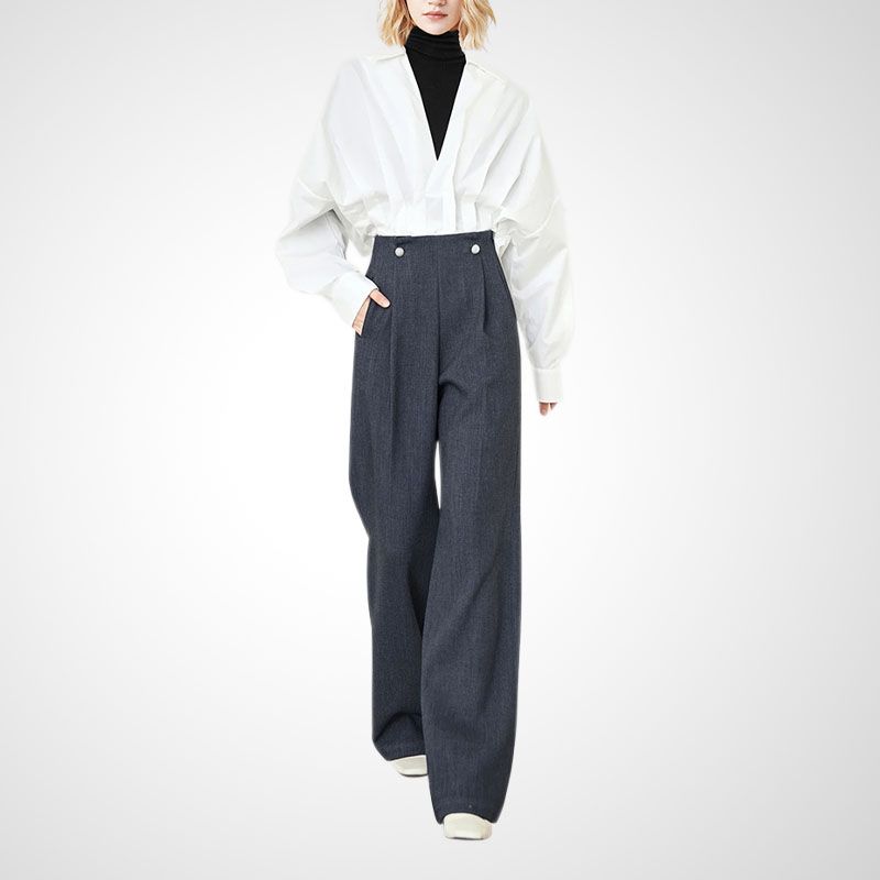 

Stylish Fashion High Waist Loose and Slimming Casual Pants Flower Ash S