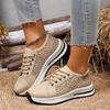 Fashion Spring and Summer 2025 New Breathable Hollowed Out Mesh Sneakers for Women Casual Thick Bottom Lace-up Women's Vulcanize Shoes