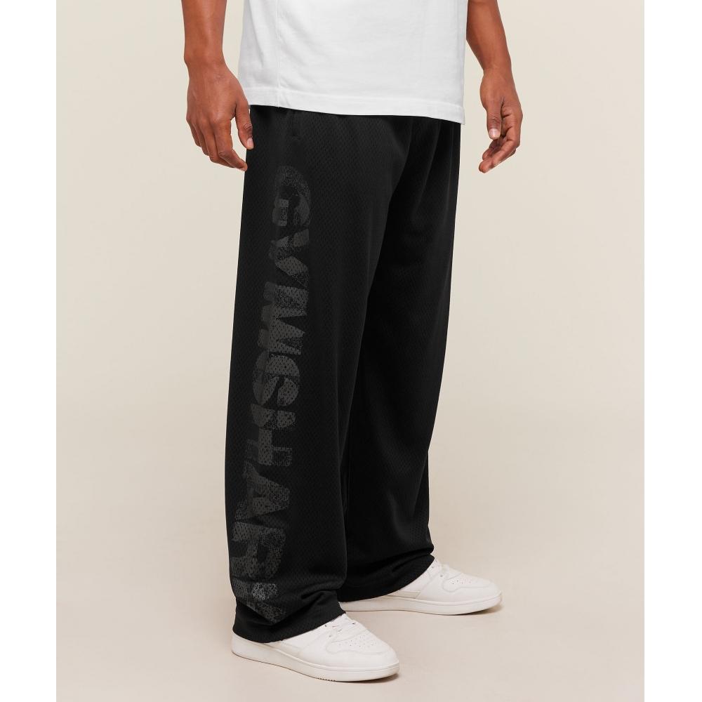 Gymshark Graphic Wordmark Mesh Wide Leg Pants Black A4b6l Bb2j