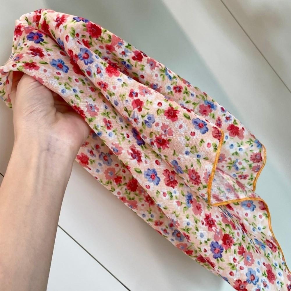 3pcs/set Thin Fabric Printed Headscarf Colorful Flower Square Headband Floral Neck Scarf  Holiday
