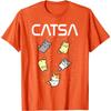 Catsa Astronaut Cats Graphic Tee Funny Space Lover Print Round Neck T-Shirt