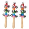 6Pcs Shaking Bell Sticks Wooden Handle Xmas Jingle Bells Musical Percussion Instrument for Holiday Birthday Party