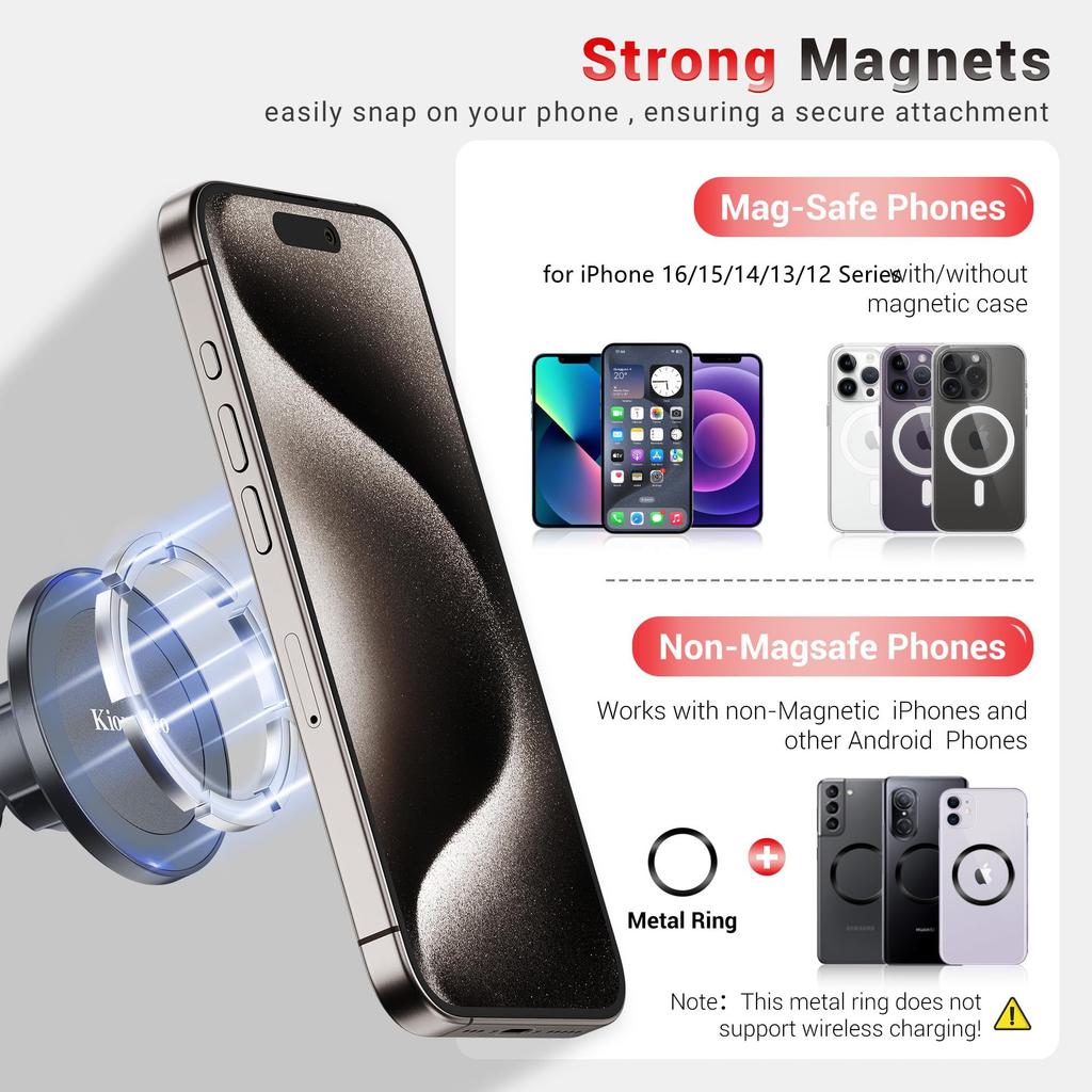 Magnetic Music Stand Phone Holder with Fitness Bike Clip, Smartphone Arm Stand with 360° Rotation, Compatible with iPhone 15, 14, 13, 12, Pro, Max,