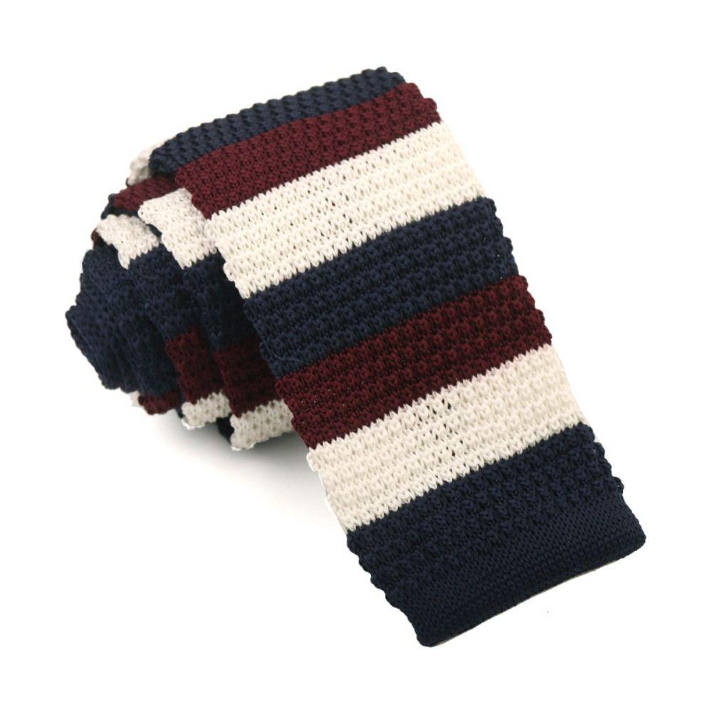 Thicken Knitting Shirt Necktie Fur Men Cravat Simple Striped Knitted Tie Suit Accessories