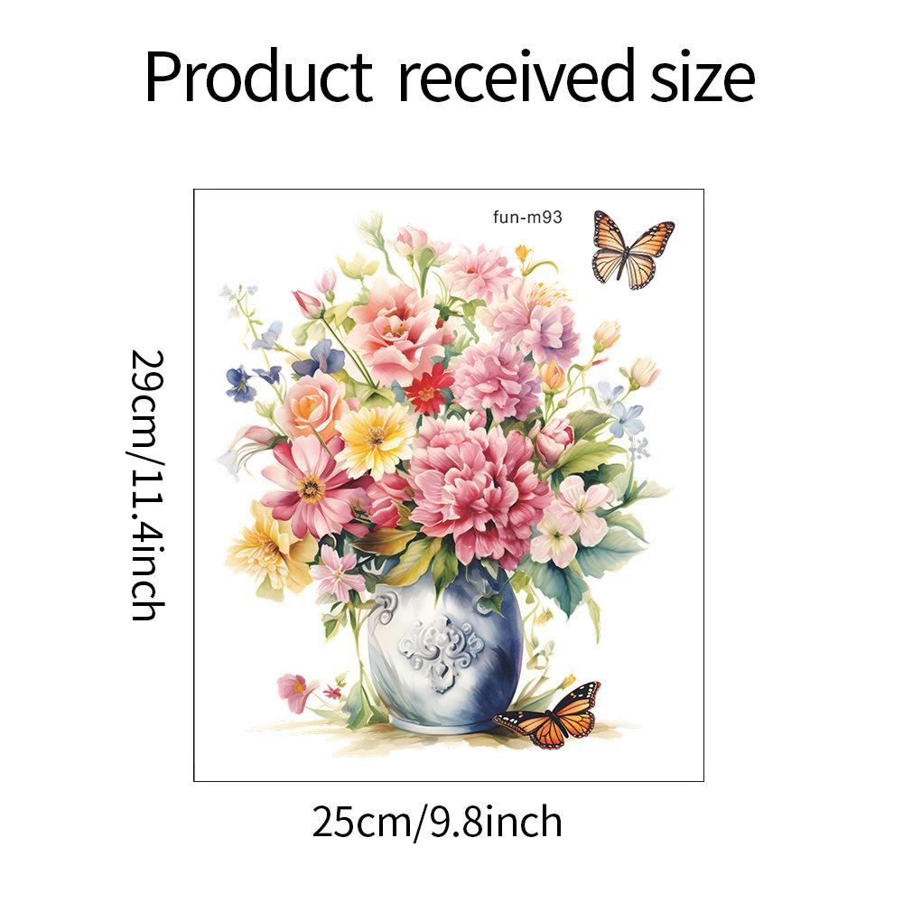 Flowers and Leaves Vase Toilet Stickers Bathroom Home Decoration Wall Stickers