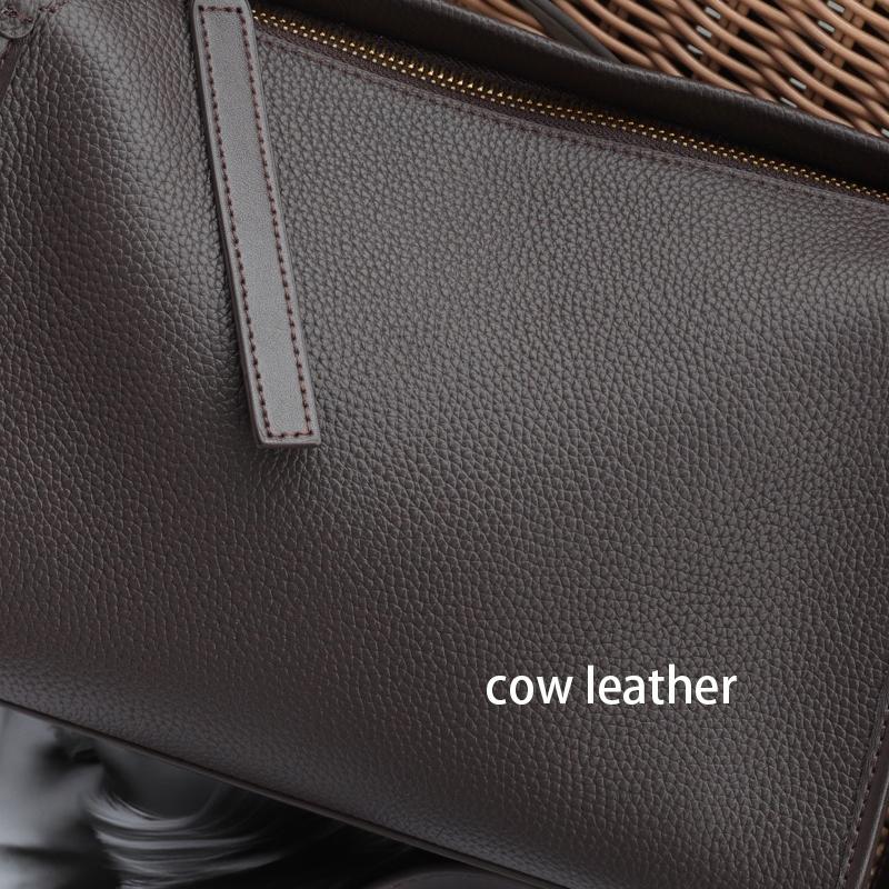 Genuine Leather Women's Shoulder Crossbody Black Bags Luxury Designer Cowhide Wide Shoulder Straps Gray Pillow Bag Ebony Gray