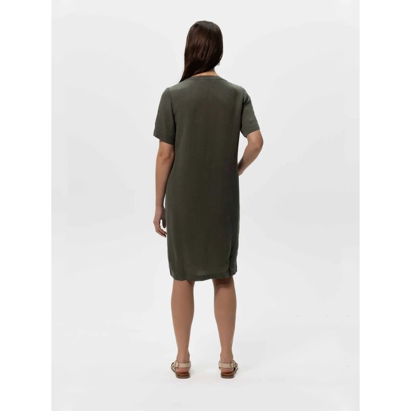 Completely Relaxed Feeling Very Comfortable Copper Ammonia Wire Over the Knee Straight V-neck Dress