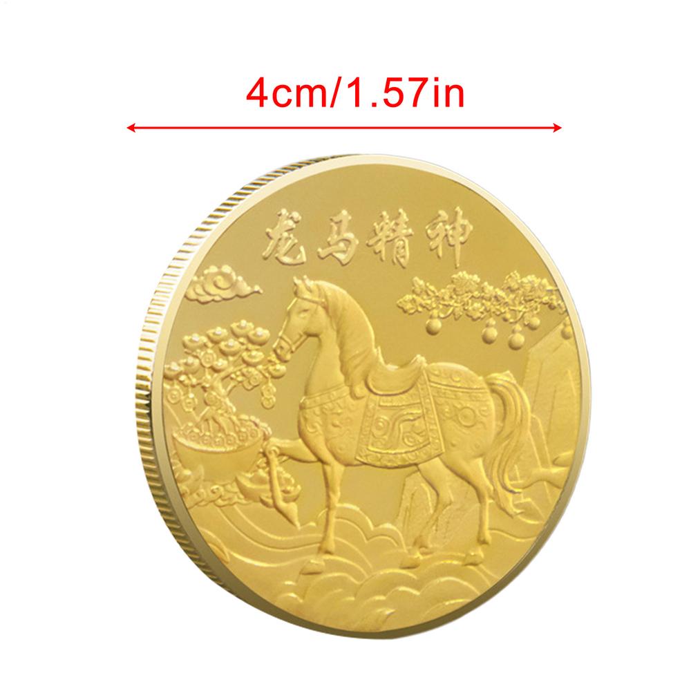 Horse Commemorative Coin Ornament Gold Traditional Success Collectibles Chinese Horse Mascot Ornament for Cars Bags Shop Window