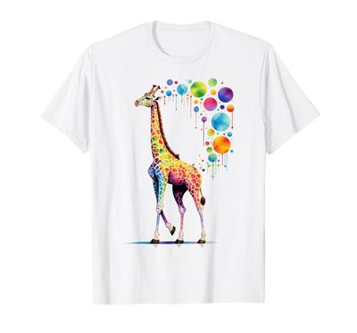 Giraffe Geometric Abstract Art Colorful Graphic Giraffe T-Shirt Mens Womens Tees Top