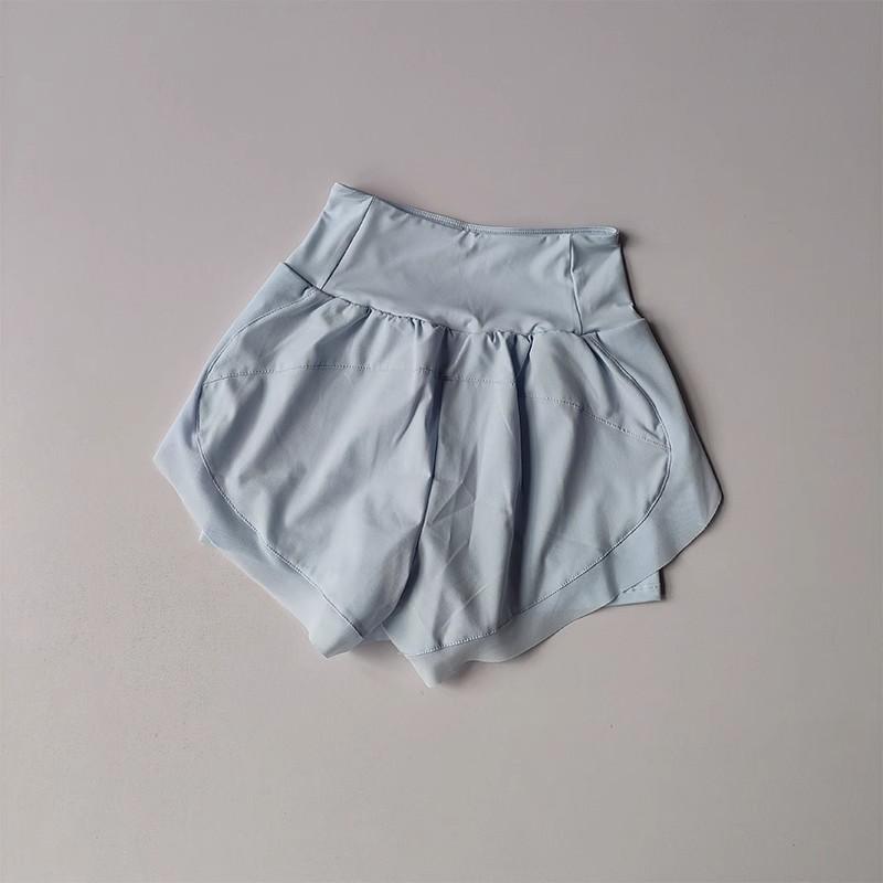 

women s summer running sports shorts fitness yoga shorts quick drying outdoor 2 in 1 tennis casual Training Shorts S светло-синий