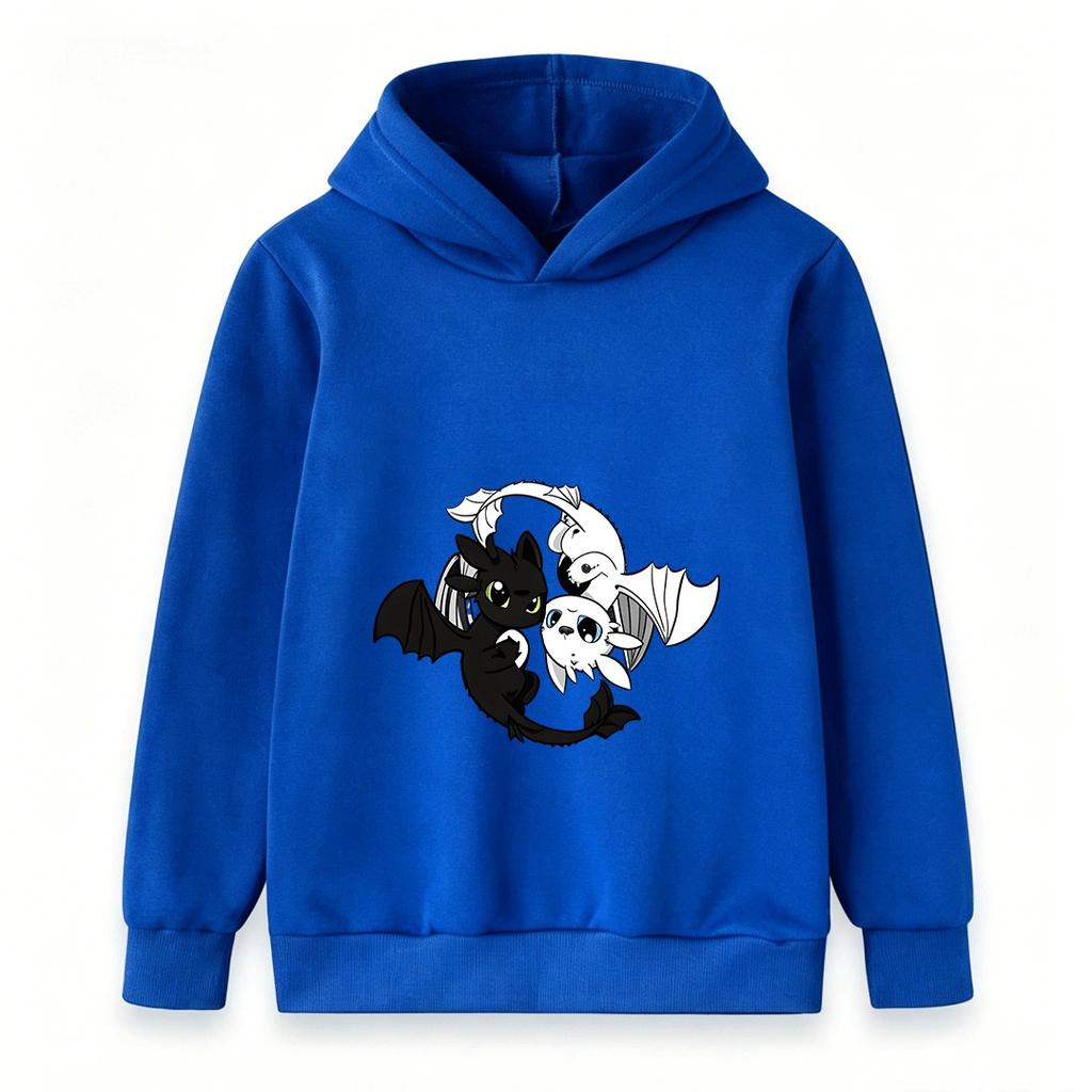Kids Boys Girls Hoodie Toothless Light Fury Dragon Printed Casual Pullover Hooded Sweatshirt For Children Soft Warm Daily Tops