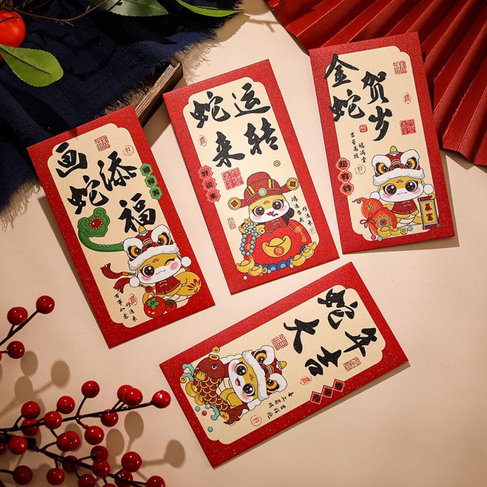 6pcs/set Chinese Style Red Envelope Traditional Blessing Pockets Lucky Money Bag Chinese New Year