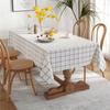 Cafe Double-Line Plaid Cotton Polyester Curled Edge Su Geometric Rectangular Dining Table Coffee Table Tablecloth Tablecloth