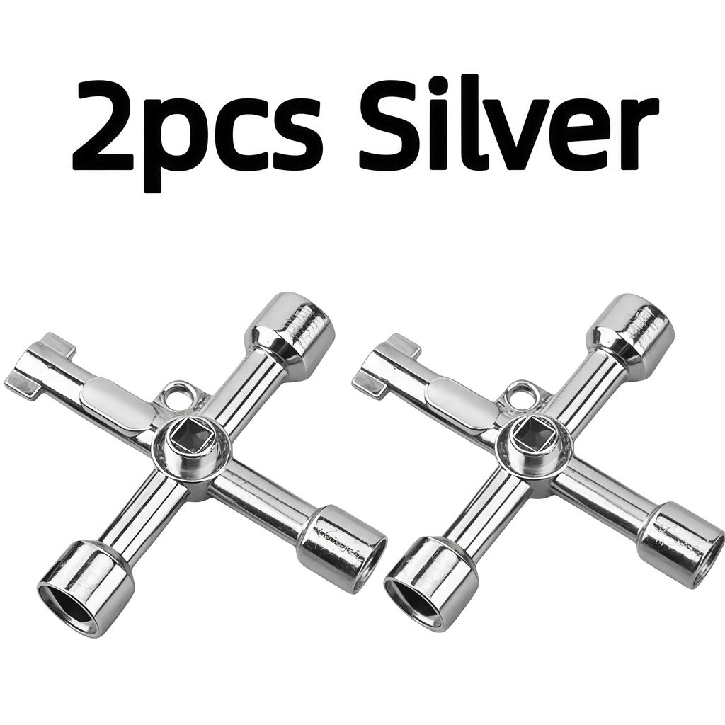 2pcs Cross Wrench, Hexagonal Shaft, Triangular Shaft, Square Shaft, Etc. Suitable for Faucet Valves, Distribution Boxes, Elevator Doors and Other