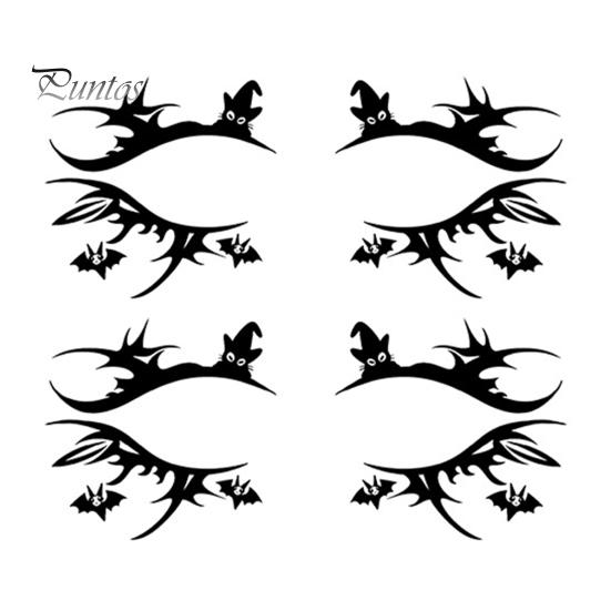 Cosmetic Transfers for Adults 2 Pairs Halloween Eye Tattoo Stickers, Waterproof Temporary Face Decals with Ghostly Decorations Pumpkin Bat Spider Web,