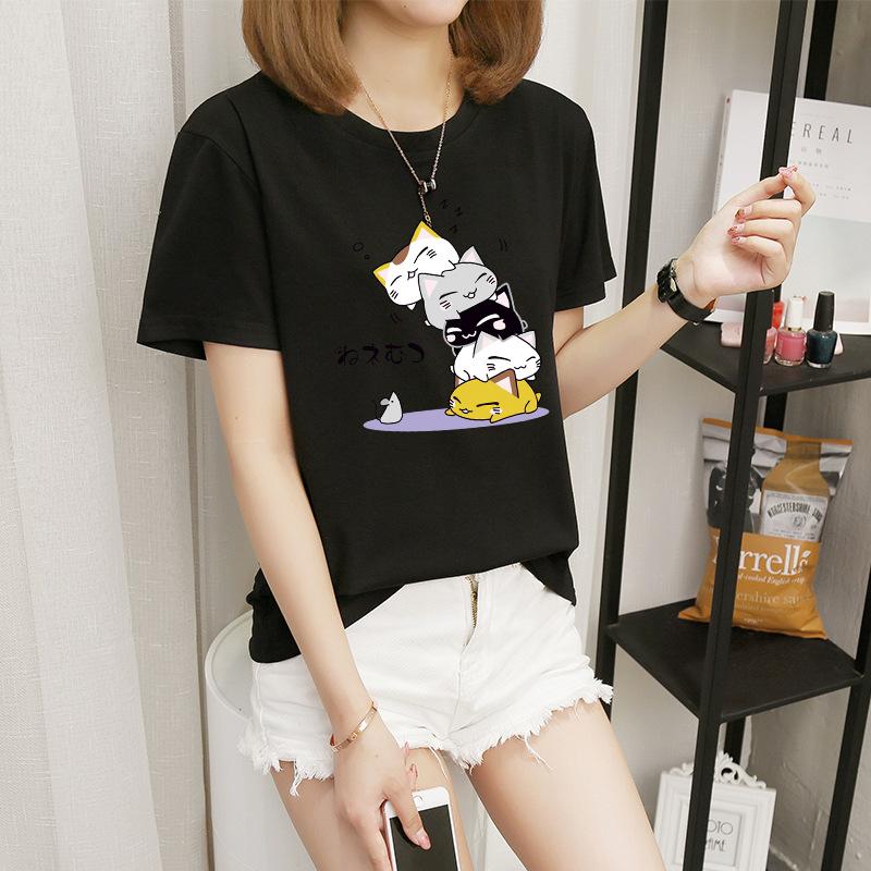 Women's short-sleeved t-shirt women's summer new Korean version cartoon student crew-neck bottoming shirt