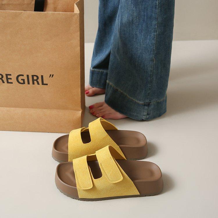 

Birkencool slippers women s summer wear 2025 new high-end fashion Velcro fashion beach thick bottom one-word 35