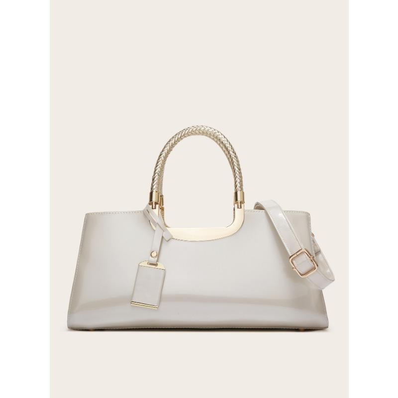 

Модная глянцевая кожаная сумочка с резиновым покрытием для женщин и вечерняя сумка слоновая кость