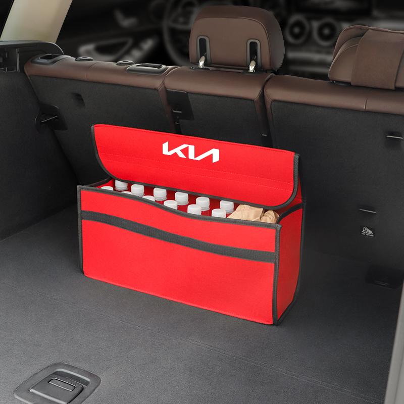 BTQNM1 1Pcs Car Soft Felt Storage Box Trunk Large Organizer Tool For KIA K9 Sportage Niro K5 Carnival EV6 EV9 EV3 K8 Stinger Forte