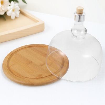 1Pcs Dessert Tray with Glass Cover Cake Plate Multipurpose Food Serving Stable Pastry Plate Housewarming Gift