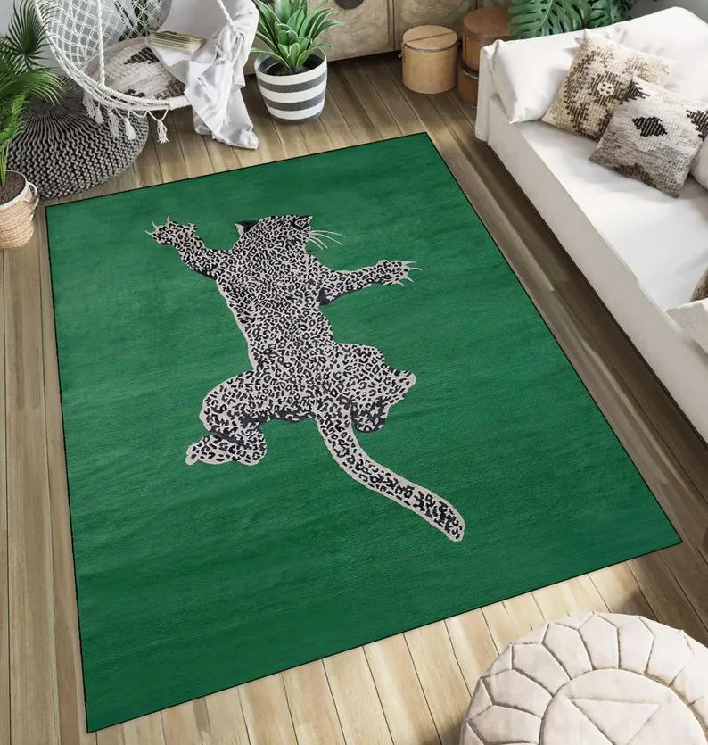 Red Tiger Rug Tufted Polyester Non-Slip Animal Living Room Bedroom Carpet Home Decoration Mat