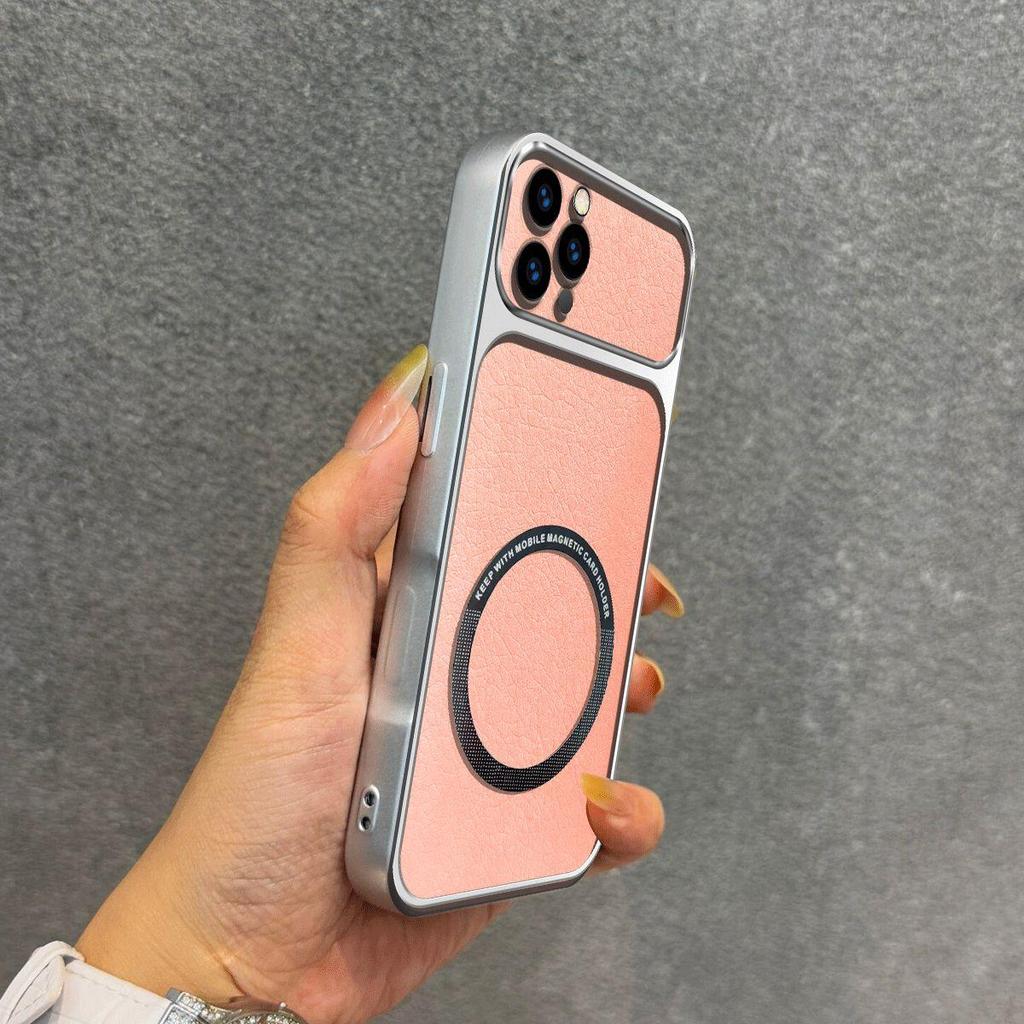 Upgraded Big Lens Protection Case for iPhone 16 ProMax,15 Pro,14 Pro,13 Pro Luxury Leather Casing with Magnetic Ring