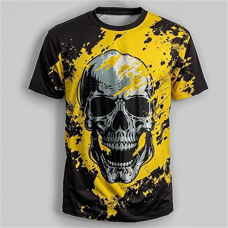 Y2k Men's T Shirt Fashion Casual Vintage Skull 3D Print Summer O Neck Top Men Hip Hop Dragon Pattern Oversize Men Street T-shirt