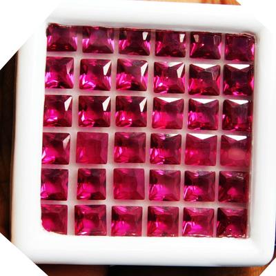 14 PCS NATURAL Red RUBY 5x5 Mm Loose Gemstone   Square Shape Lot