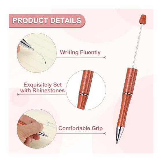 PATIKIL 20 Pcs Beadable Pens Black Ink Plastic DIY Ballpoint Pens for Creative Crafts, Party Decorations, Handmade Supplies - Orange