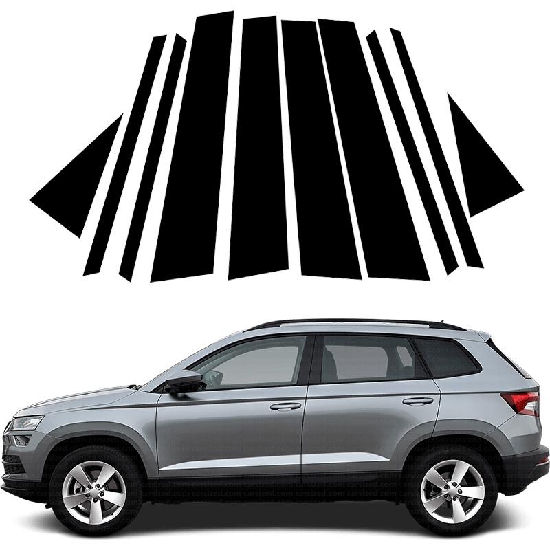 8pcs/set Car Window Pillar Posts Door Trims Cover Stickers Glossy Black Accessories For Skoda Karoq 2017-2021 2022 Exterior Decor