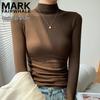Women's Semi-High Neck Brushed Long Sleeve T-Shirt
