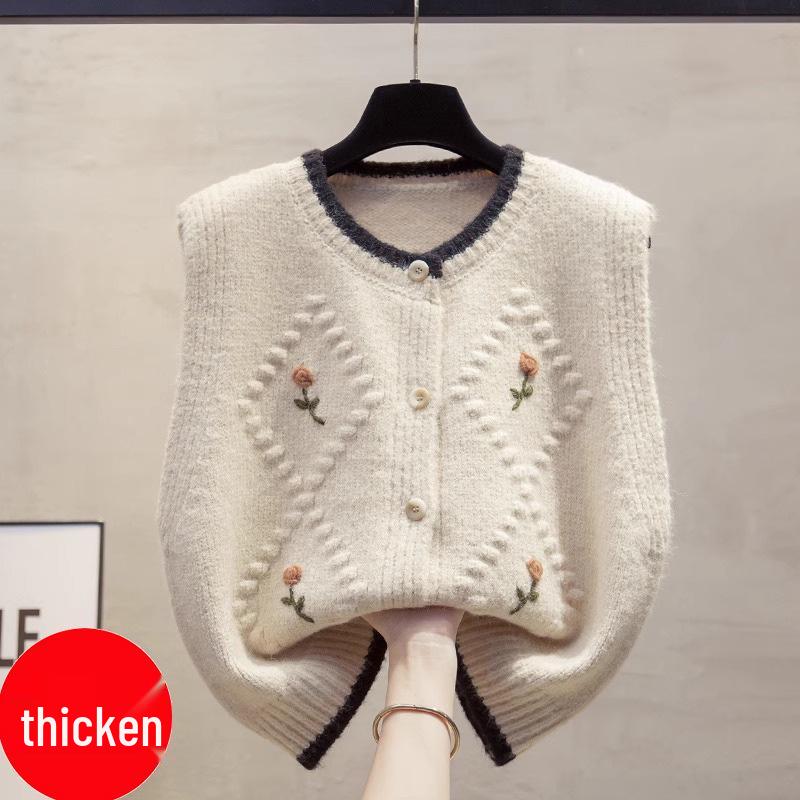 

Женский вязаный кардиган-жилет с цветочным узором 2025 - Без рукавов, свободного кроя, для многослойности, свитер для осени/зимы S