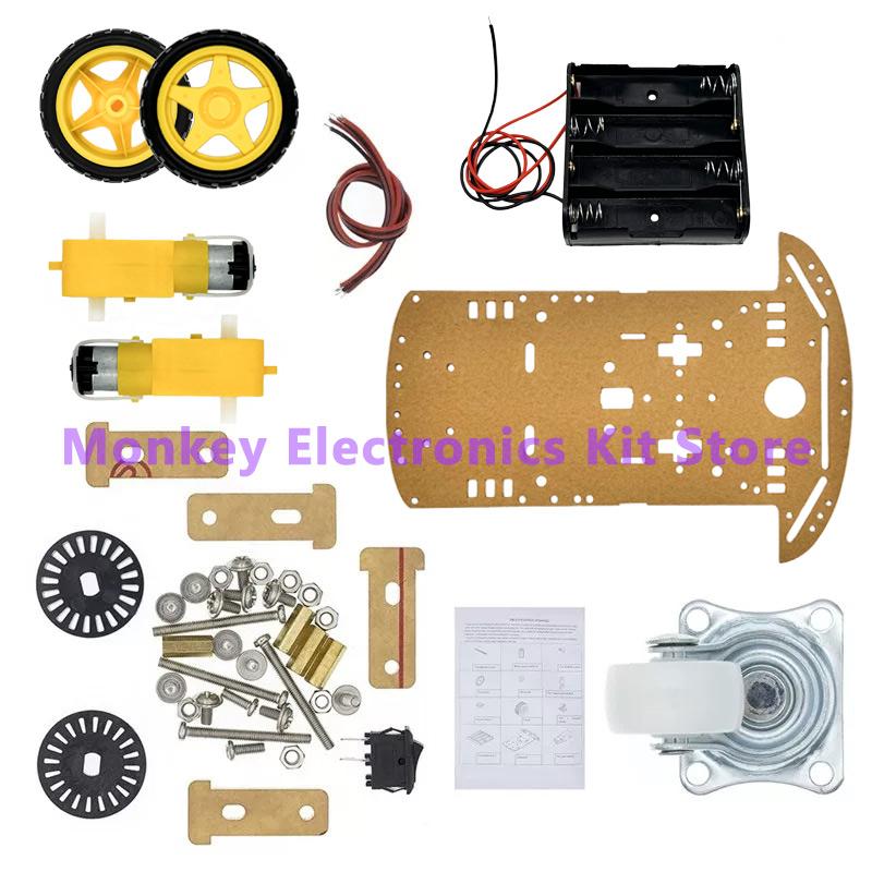 Smart Car Kit 1WD Smart Robot Car Chassis Kits Car With Speed Encoder and Battery Box Diy Electronic Kit for R1 Board