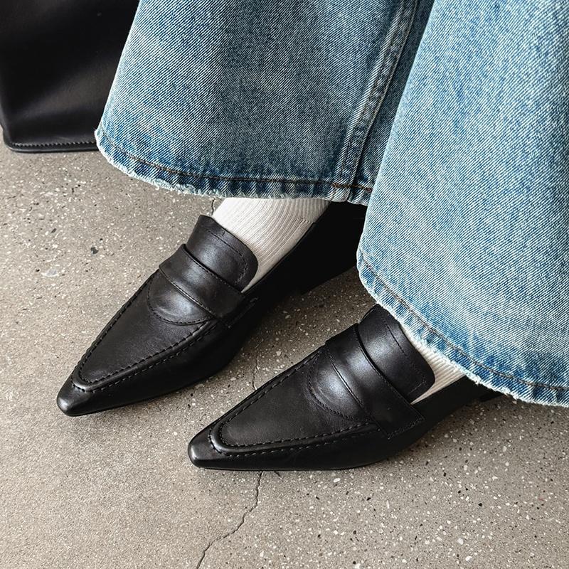 Fashion 2025 Autumn Low Heels Women Pumps Pointed Toe Concise Office Lady Working Shoes Woman Genuine Leather Pumps Basic Women Shoes