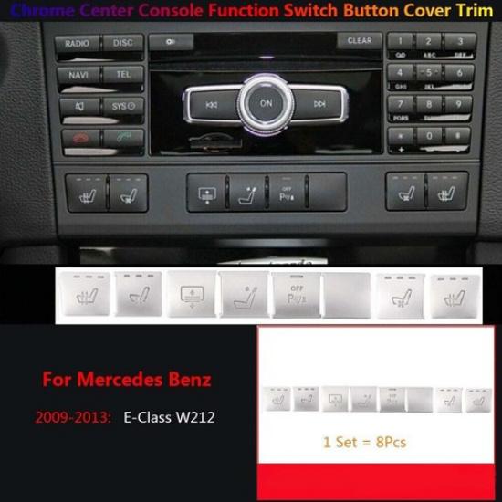 8x Car Center Console Function Switch Button Cover Trim For Mercedes Benz E W212