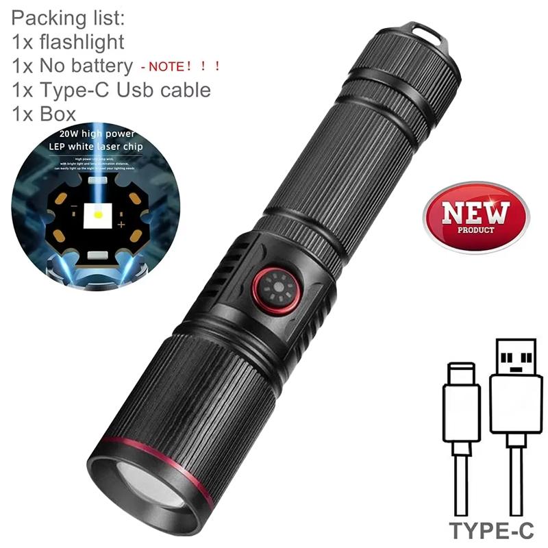 Upgrade 30W Zoom LED High Power flashlight USB Rechargeable Torch Camping Outdoor Hunting Fishing Walking Lighting Lamp