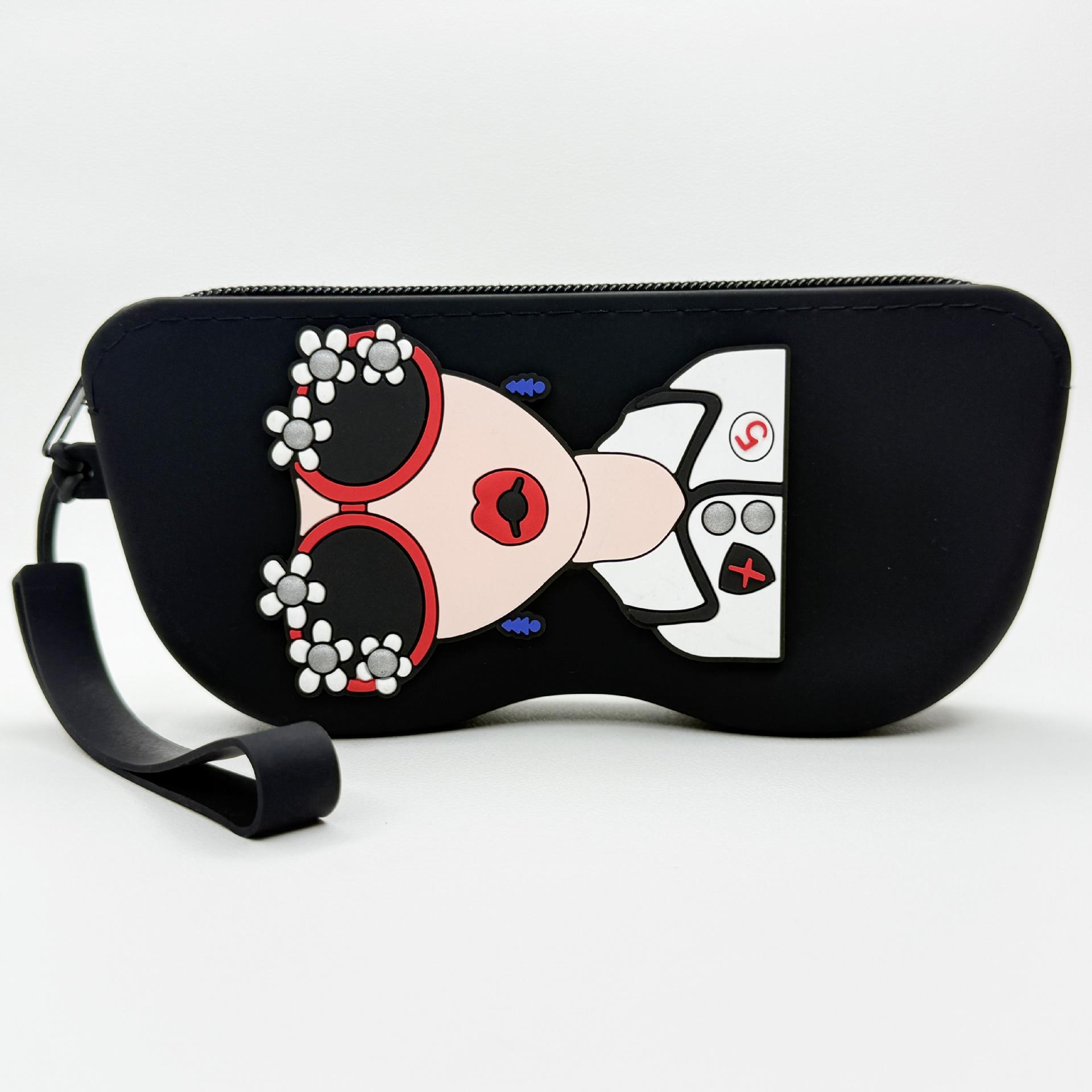 

Glasses Case Decorative Eyewear Storage Bag Sunglasses Holder Cartoon-Style Silicone Glasses Bag For Gift Personal Use Daily Use чёрный