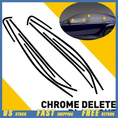 Chrome Delete Fönsterlist Svart Överlägg för 2018-24 Toyota Camry Blank Svart