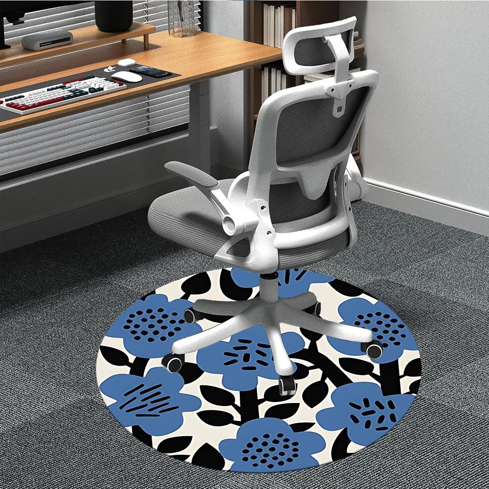 1pc Floral Pattern Office Round Area Rug, Mat Suitable For Office, Under Office Chairs Bedroom Living Room Home Decor, Room Deco