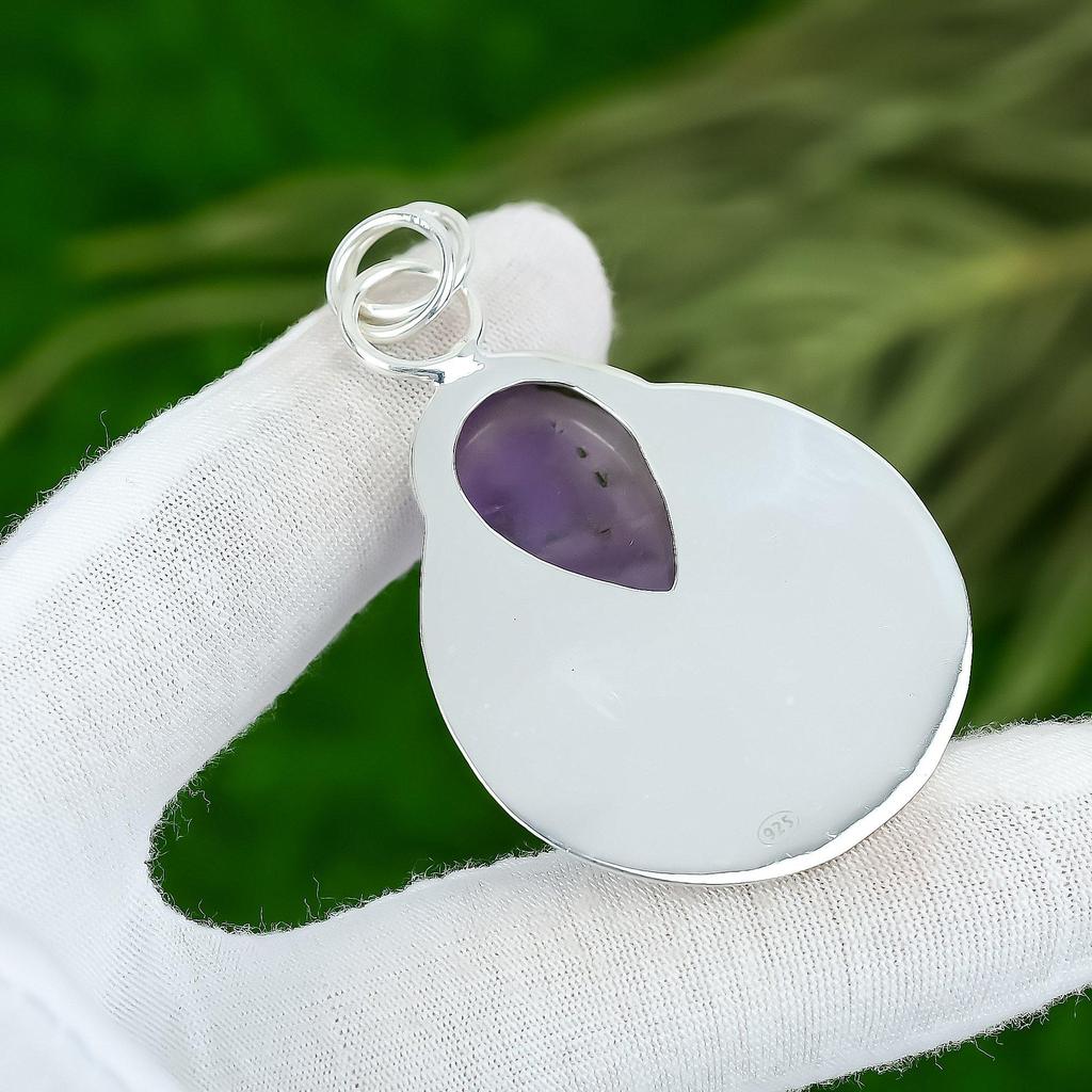 Memorial Day Sale Sterling Silver Star Amethyst Stone Engagement Bezel Pendant