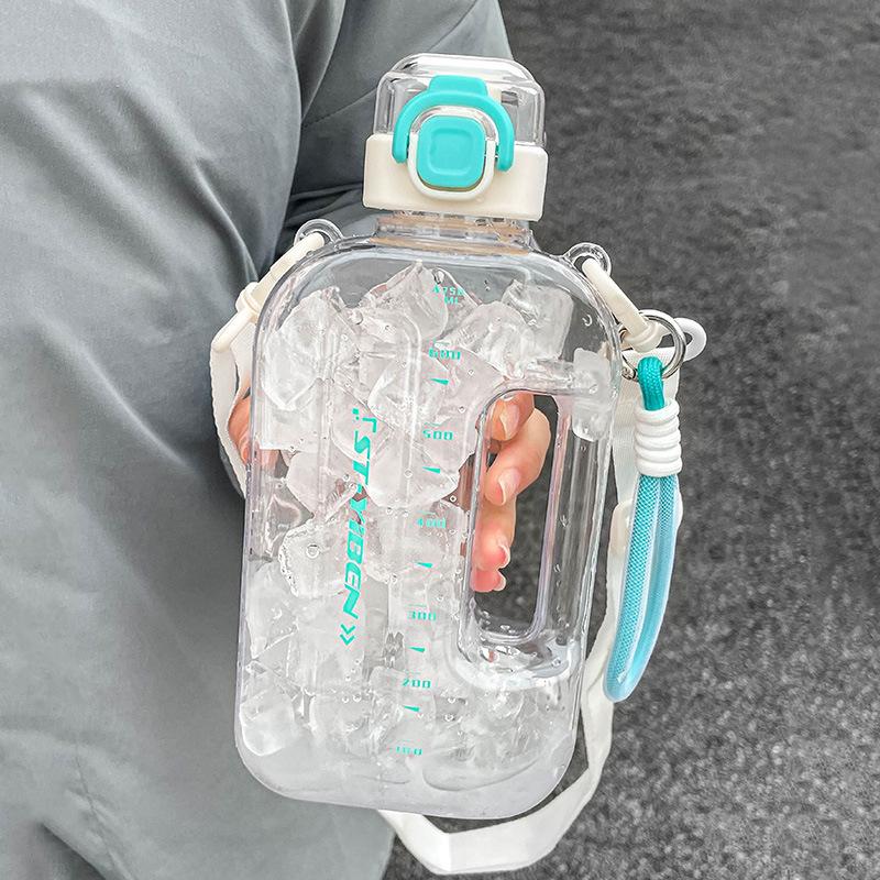 25.36oz Sport Water Bottle With Scale Large Capacity Water Bottle With Strap, Suitable For Outdoor Fitness Exercise Training