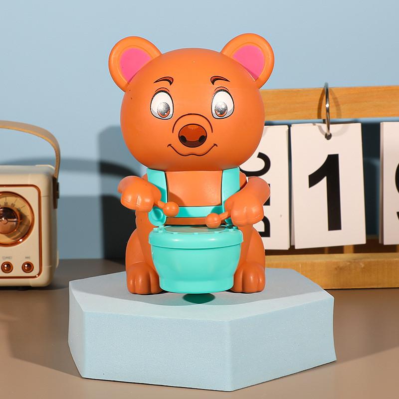 Plastic Animal Pig Bear Handcrank Drum Toy For Toddlers With Visual And Sensory Development