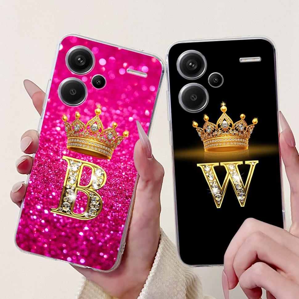 For Xiaomi Redmi Note 13 Pro Plus 5G Case Soft Silicone Cover Cute 26 Letters Phone Cases For Redmi Note13 Pro+ ProPlus Fundas