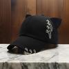 Women Modern Kitten Ears Baseball Hat with Metal Charm for Girls Women Versatile Kitten Ears Adjustable Hat Cats Ear