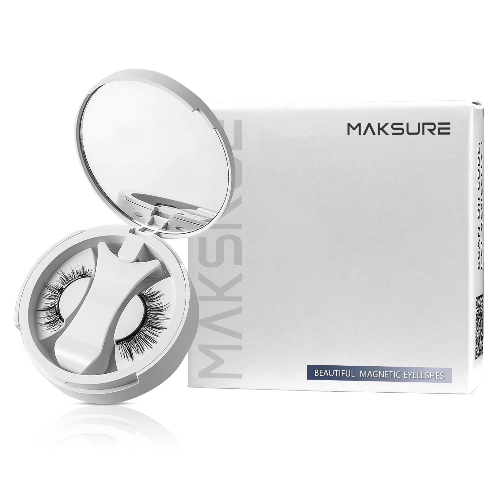 

Maksure Magnetic Eyelashes, Integrated Design, Reusable, Waterproof & Sweatproof, Portable, Multifunctional, No Adhesive Required, Soft, Natural
