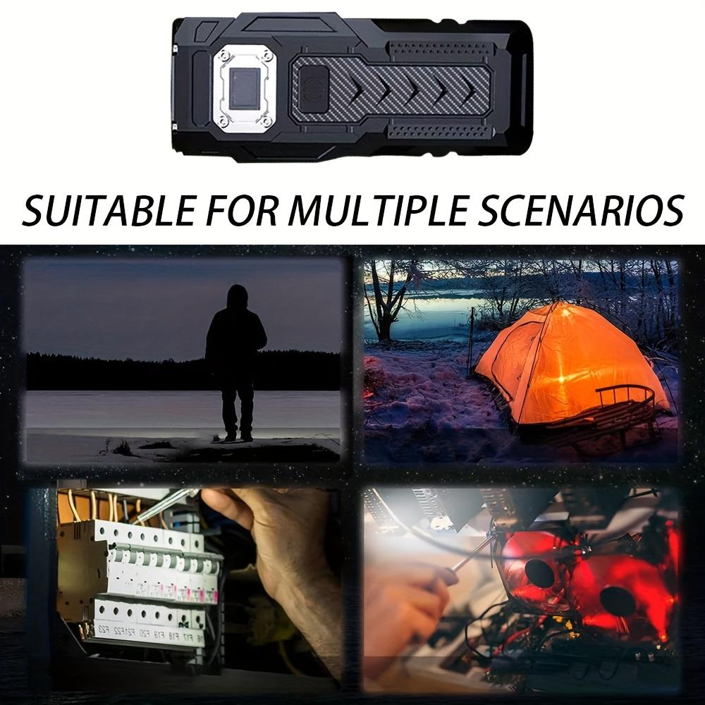 Helle 8-LED-Taschenlampe mit COB-Seitenlicht, aufladbar, in 6 Modi einstellbar, Leistungsanzeige, Metallclip und Magnet, geeignet für Wandern, Notfälle, Lesen