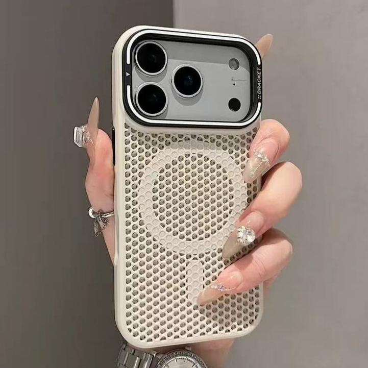 Heat Dissipation Mesh Cooling For Magsafe Magnetic Case For iPhone 17 Pro Max Air 16 15 14 13 12 Pro Max Plus Alloy Lens Bracket